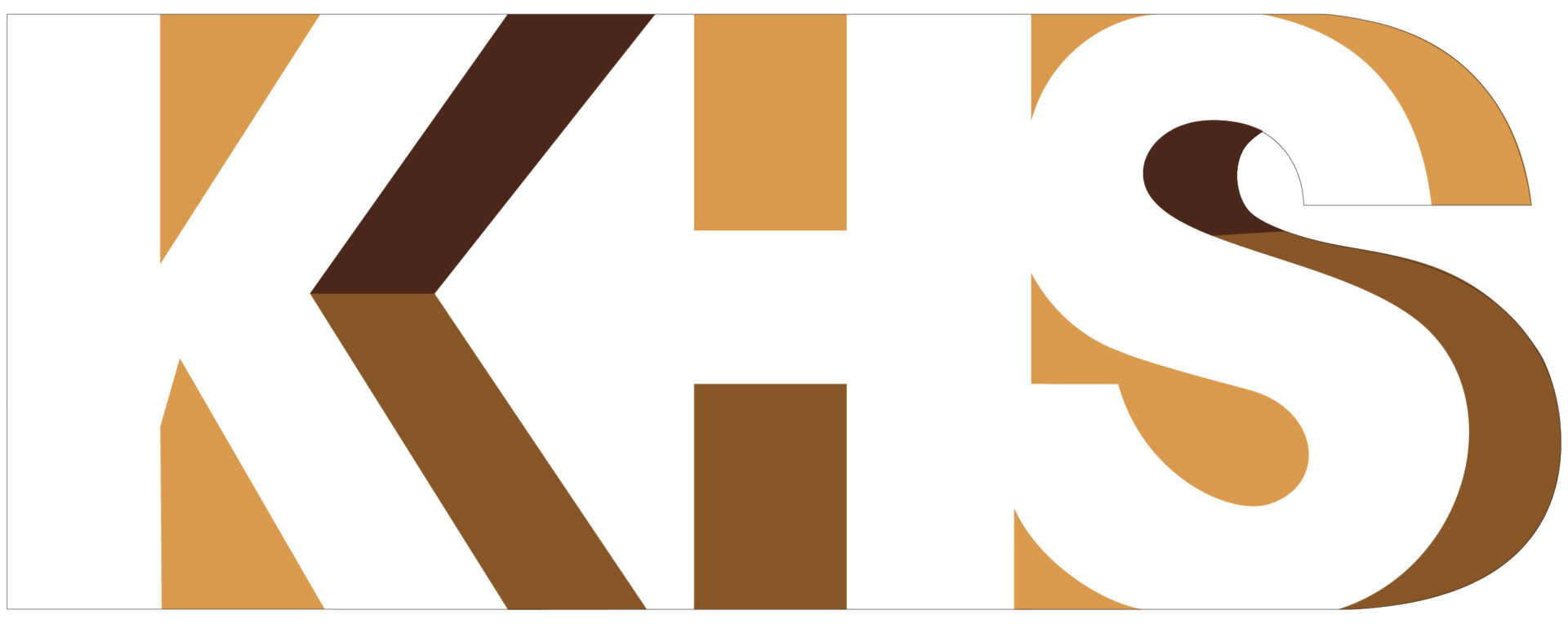 A brown and white logo with the letter k